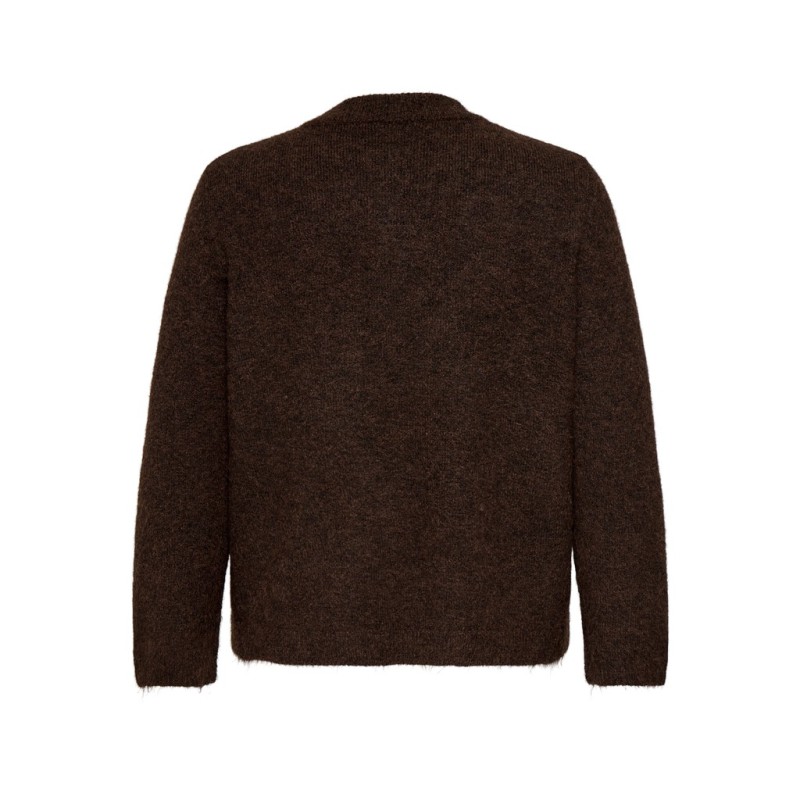 ONLY CARMAKOMA Miggie langærmet perle strikcardigan - Coffee Bean