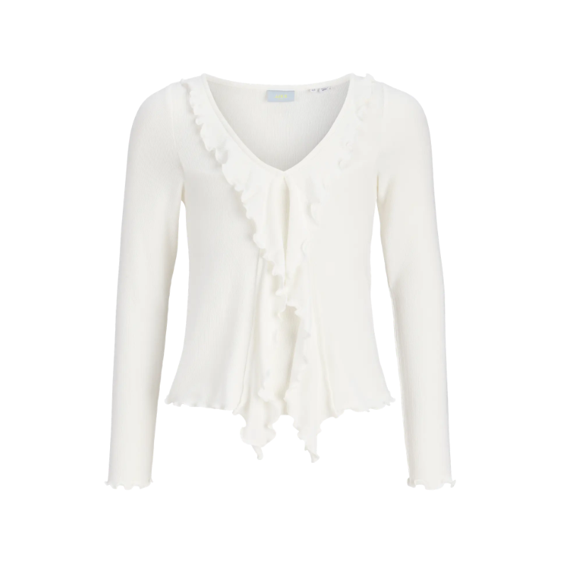 JJXX pige - Uma rib bluse - Cloud Dancer