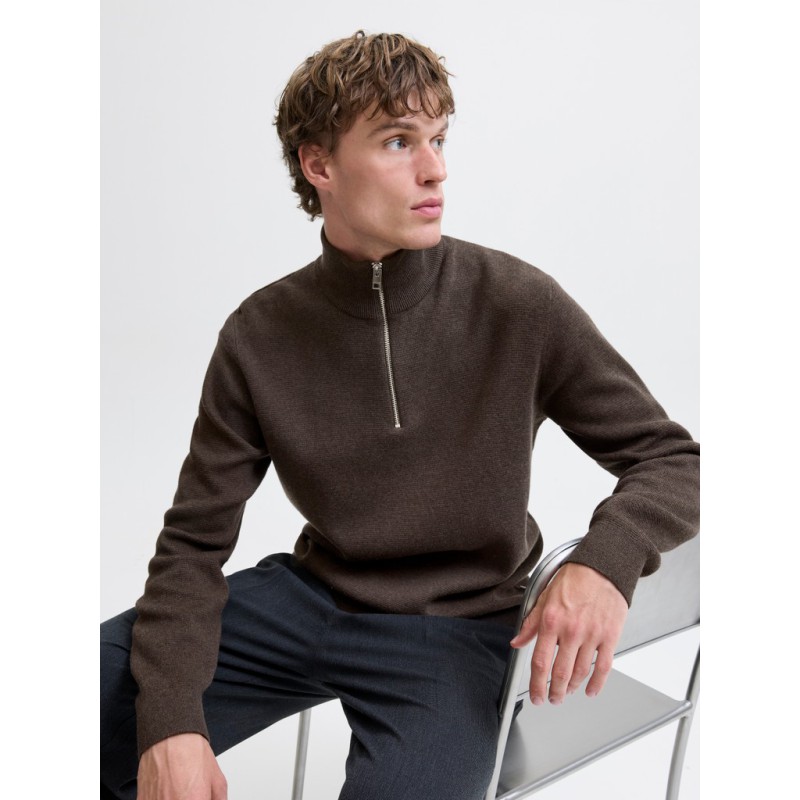 JACK & JONES Milano stitch strik kvart lynet sweater - Delicioso
