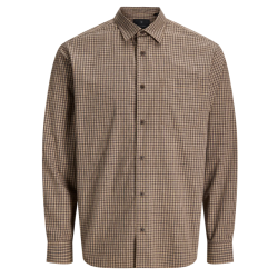 JACK & JONES Blaedward dobby langærmet skjorte - Petrified Oak