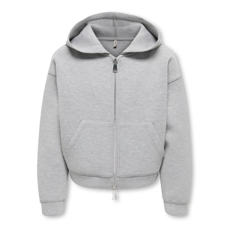 KIDS ONLY Sabrina langærmet scuba zip hoodie - Light Grey Melange