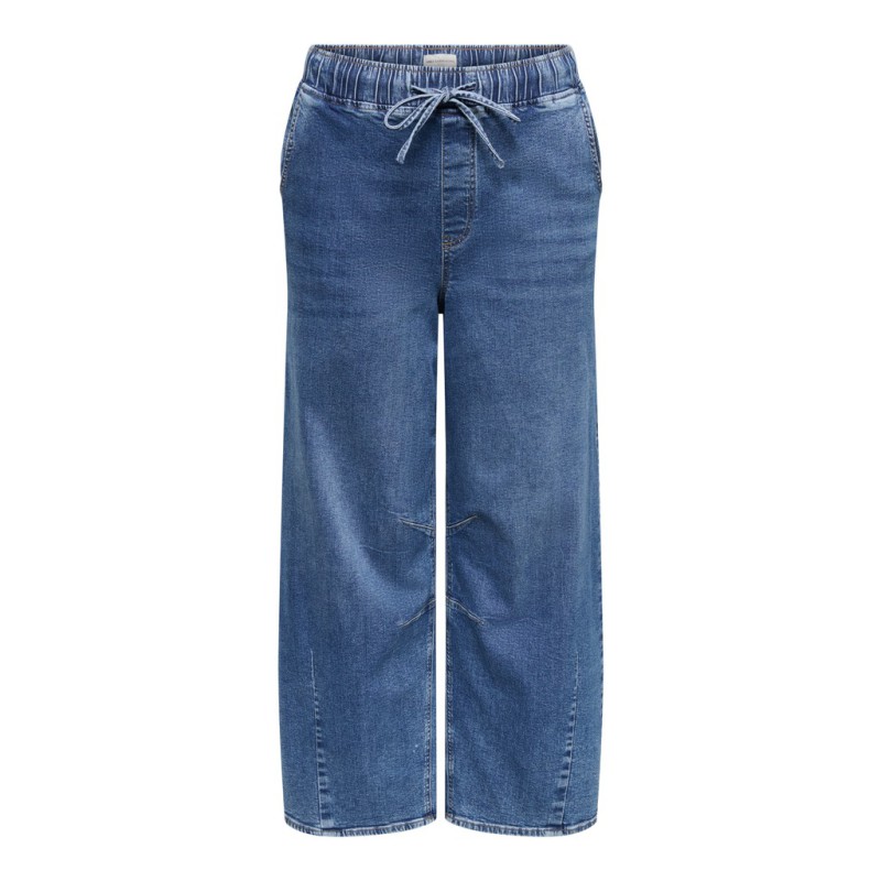 ONLY CARMAKOMA Ziva pull-up barrel denim jeans - Medium Blue Denim