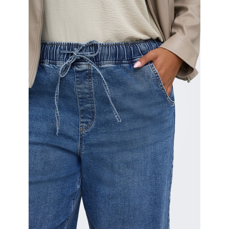 ONLY CARMAKOMA Ziva pull-up barrel denim jeans - Medium Blue Denim