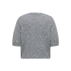 ONLY CARMAKOMA Dolly peal strikbluse - Medium Grey Melange