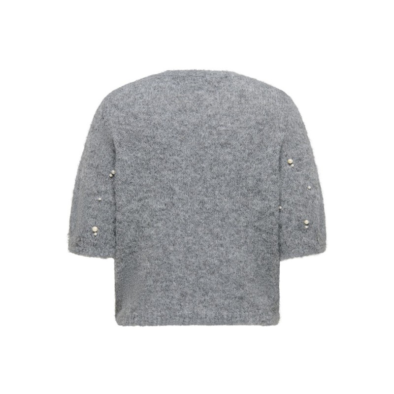 ONLY CARMAKOMA Dolly peal strikbluse - Medium Grey Melange