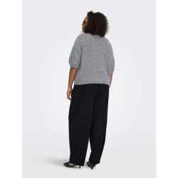ONLY CARMAKOMA Dolly peal strikbluse - Medium Grey Melange