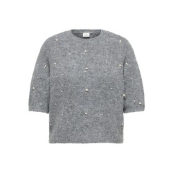 ONLY CARMAKOMA Dolly peal strikbluse - Medium Grey Melange