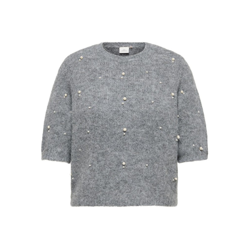 ONLY CARMAKOMA Dolly peal strikbluse - Medium Grey Melange