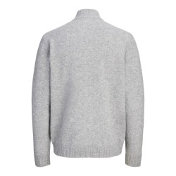 JACK & JONES Soho ollie high neck zip strikcardigan - Light Grey Melange