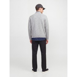 JACK & JONES Soho ollie high neck zip strikcardigan - Light Grey Melange
