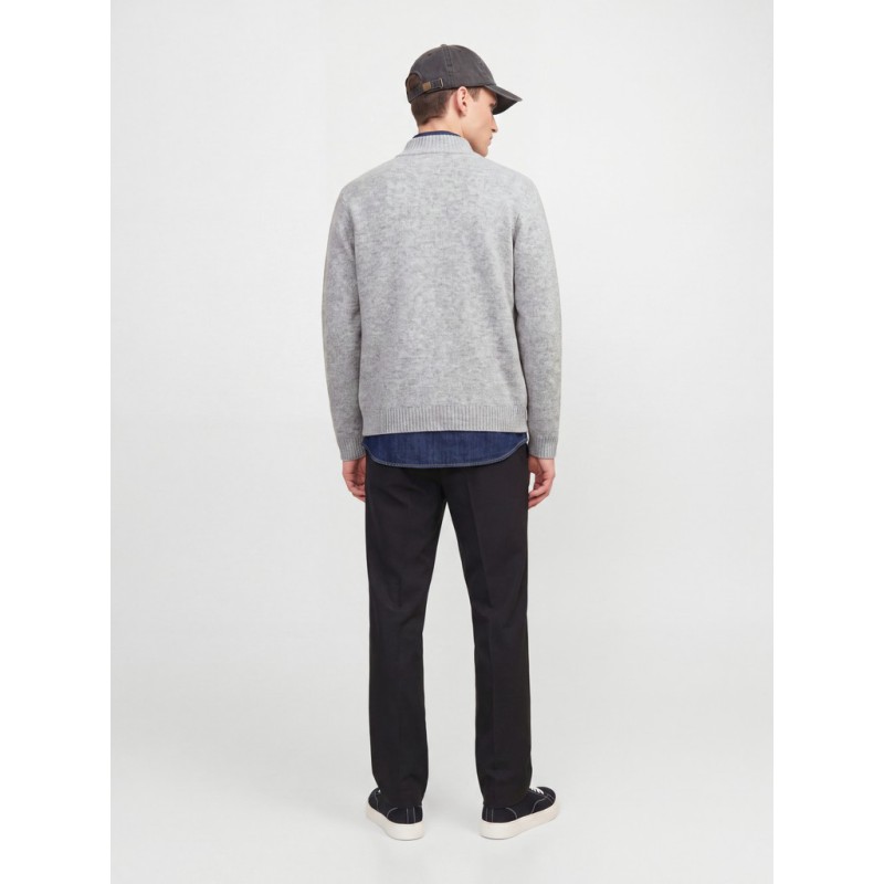 JACK & JONES Soho ollie high neck zip strikcardigan - Light Grey Melange