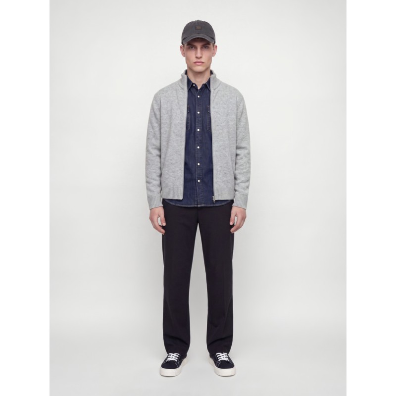 JACK & JONES Soho ollie high neck zip strikcardigan - Light Grey Melange