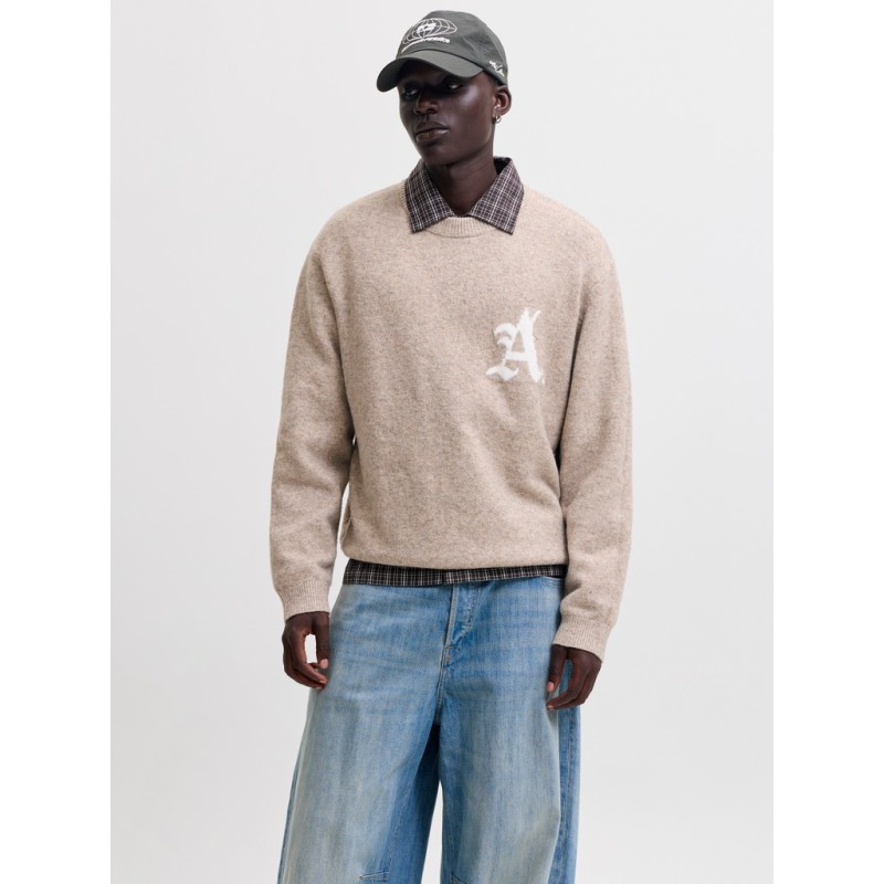JACK & JONES Legacy jacquard striktrøje -  Pure Cashmere