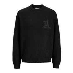 JACK & JONES Legacy jacquard striktrøje - Black