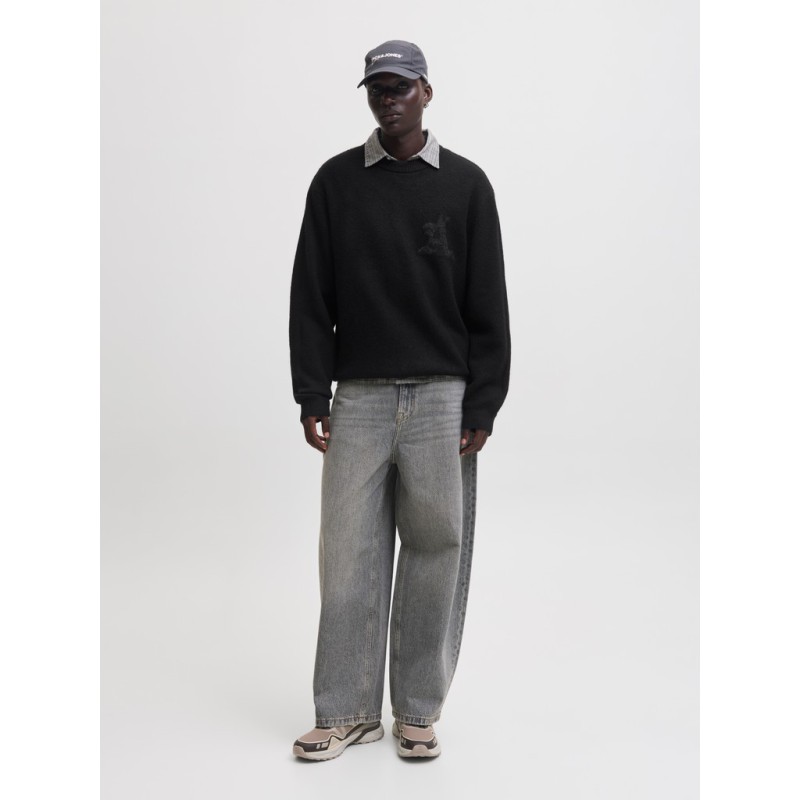 JACK & JONES Legacy jacquard striktrøje - Black