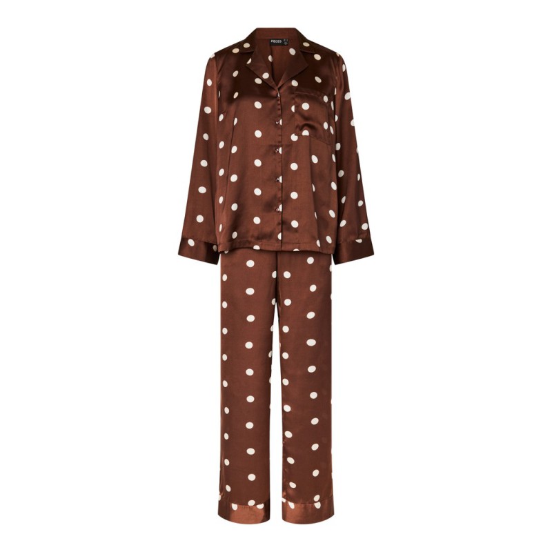 PIECES Jytte satin night set - Chicory Coffee