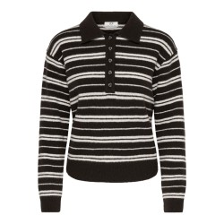 JDY Chloe langærmet strikpolo - Chocolate Brown