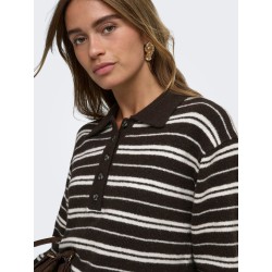 JDY Chloe langærmet strikpolo - Chocolate Brown