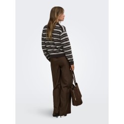 JDY Chloe langærmet strikpolo - Chocolate Brown