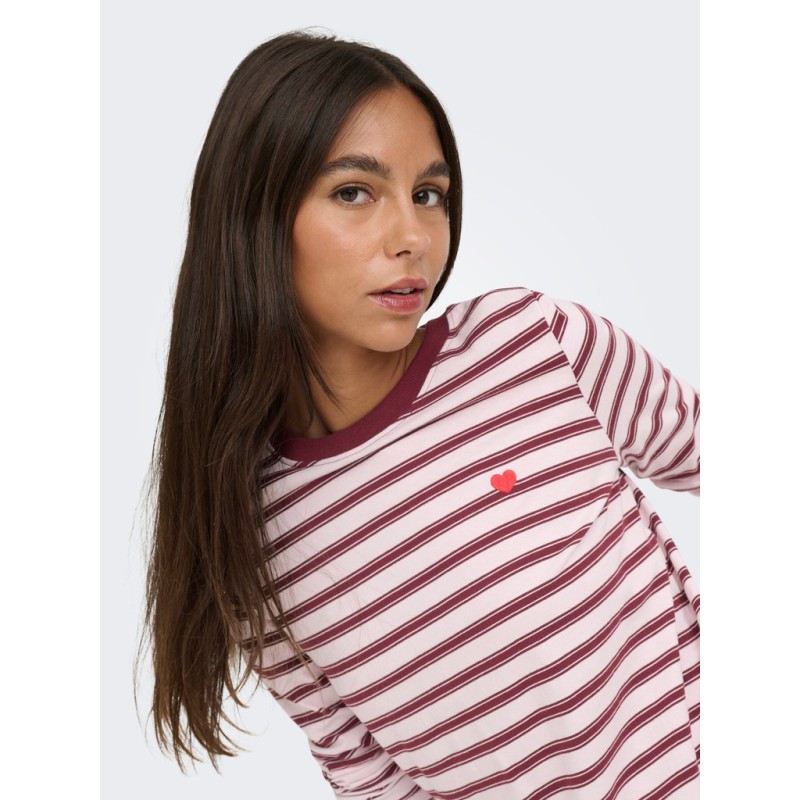 JDY Pisa langærmet print bluse - Chalk Pink
