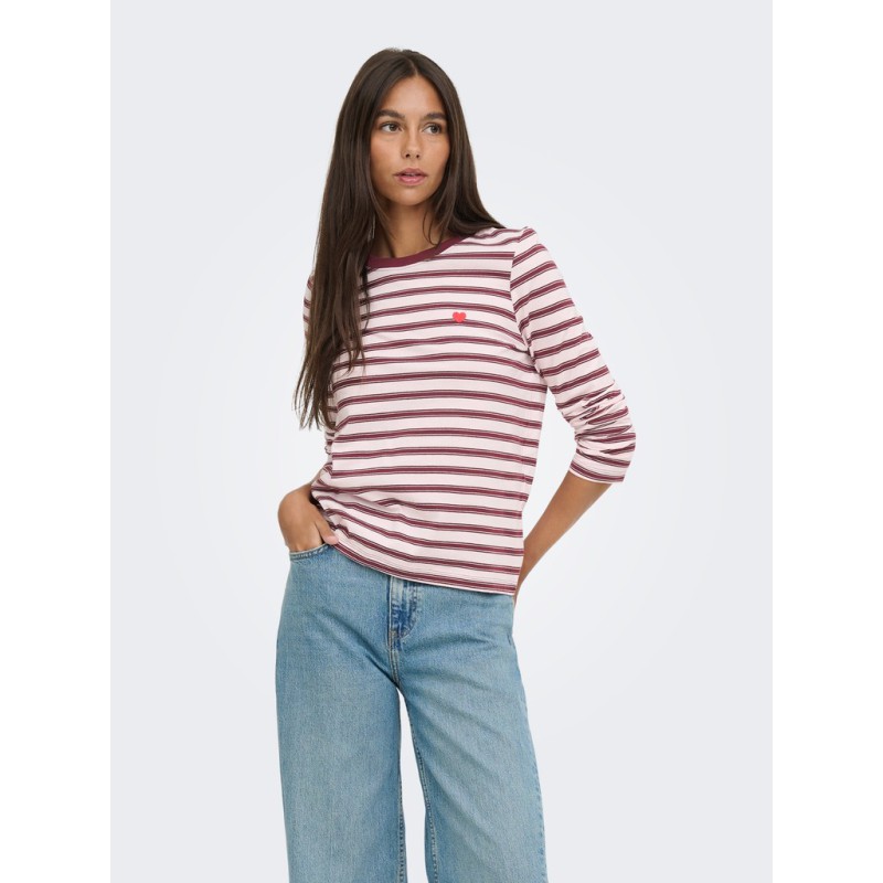 JDY Pisa langærmet print bluse - Chalk Pink