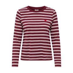 JDY Pisa langærmet print bluse - Windsor Wine / Chelsea Stripe