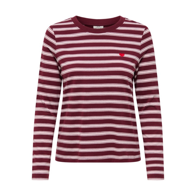 JDY Pisa langærmet print bluse - Windsor Wine / Chelsea Stripe