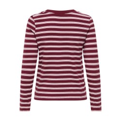 JDY Pisa langærmet print bluse - Windsor Wine / Chelsea Stripe