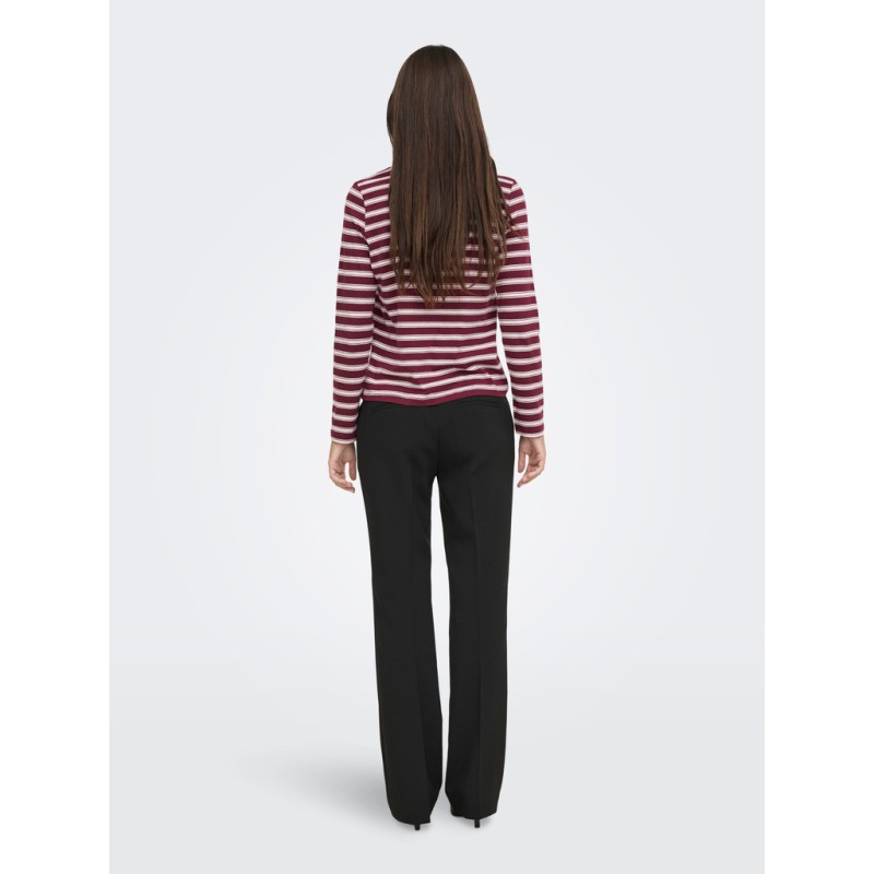JDY Pisa langærmet print bluse - Windsor Wine / Chelsea Stripe