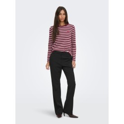 JDY Pisa langærmet print bluse - Windsor Wine / Chelsea Stripe
