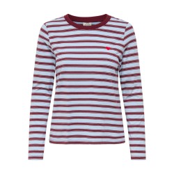 JDY Pisa langærmet print bluse - Cashmere Blue