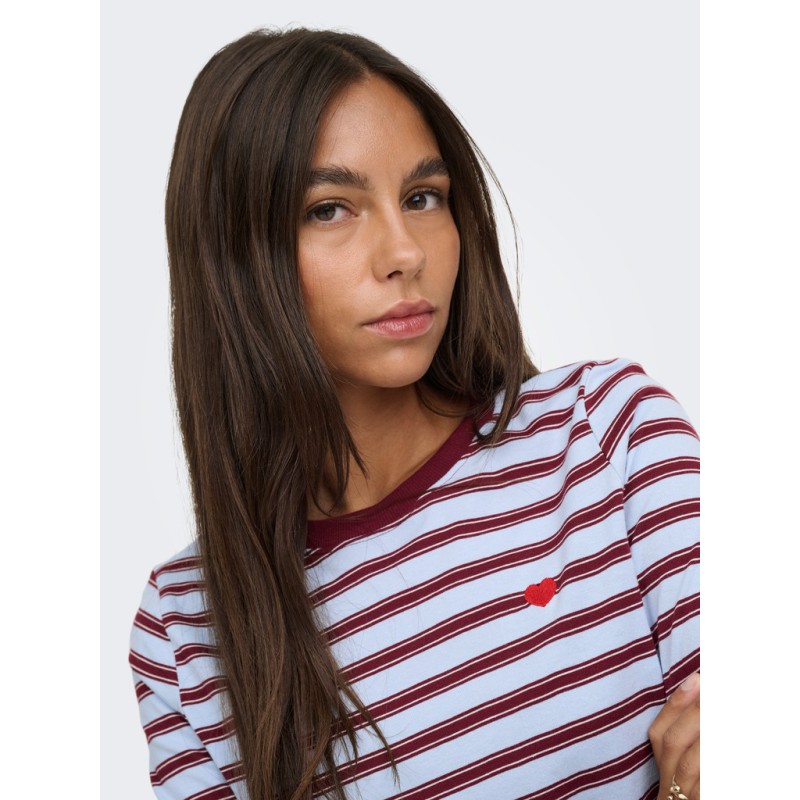 JDY Pisa langærmet print bluse - Cashmere Blue
