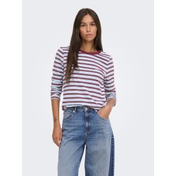 JDY Pisa langærmet print bluse - Cashmere Blue