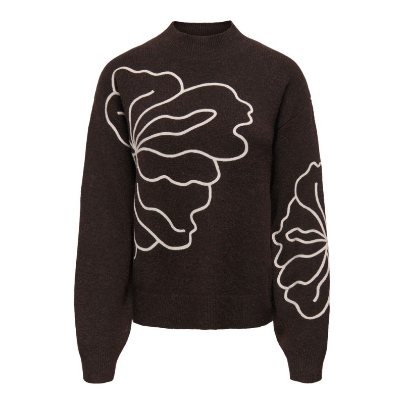 JDY Jella flower strik pullover - Chocolate Torte
