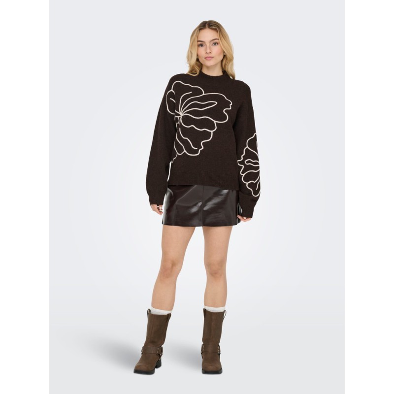 JDY Jella flower strik pullover - Chocolate Torte