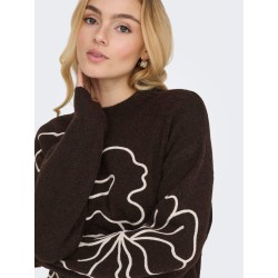JDY Jella flower strik pullover - Chocolate Torte