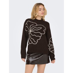 JDY Jella flower strik pullover - Chocolate Torte