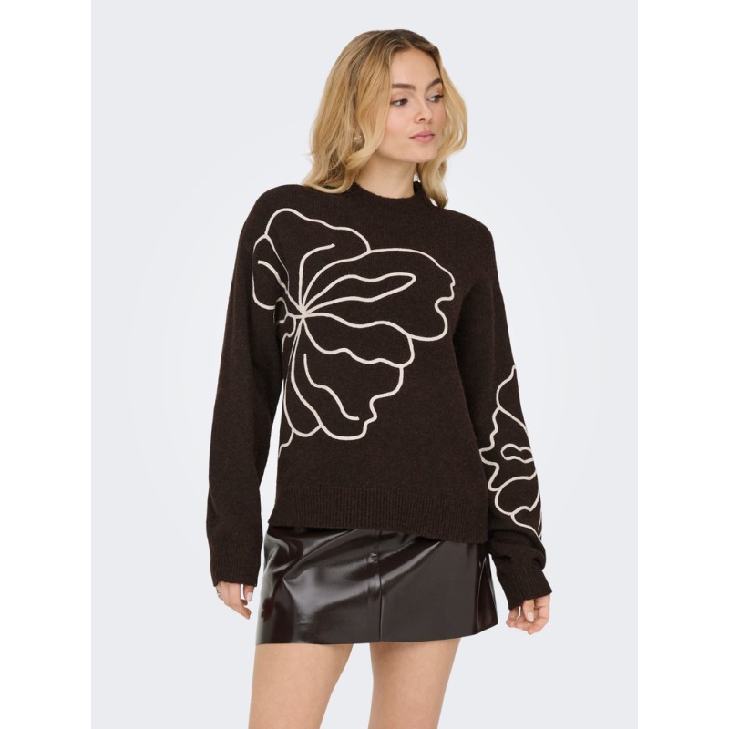 JDY Jella flower strik pullover - Chocolate Torte