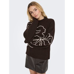 JDY Jella flower strik pullover - Chocolate Torte