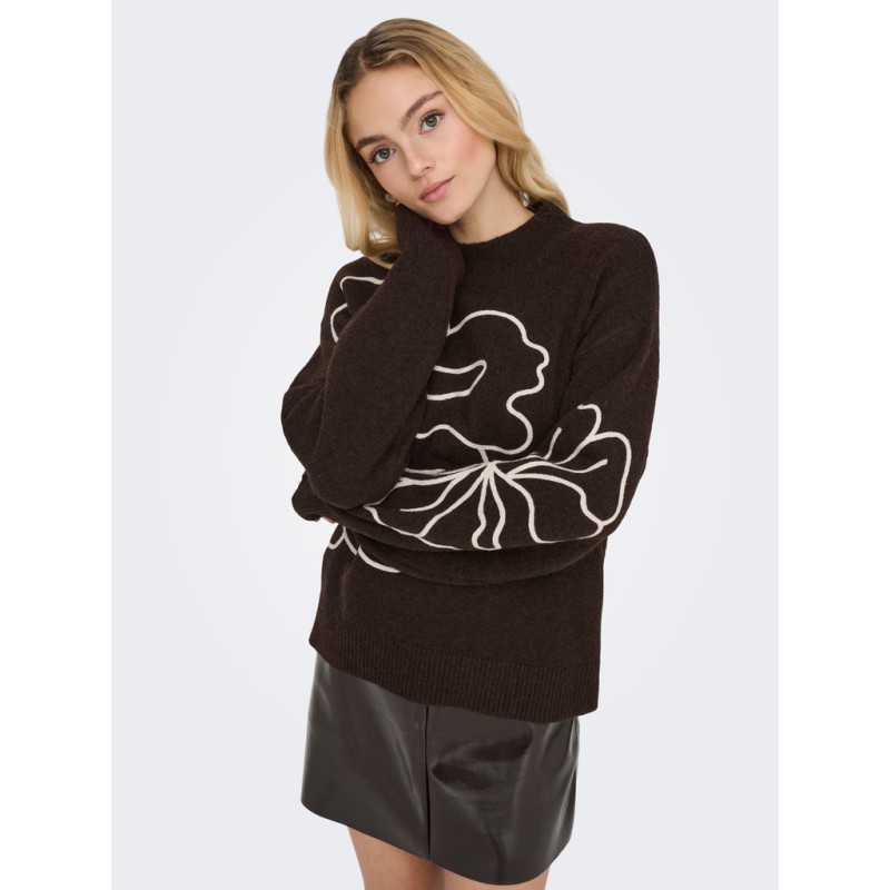 JDY Jella flower strik pullover - Chocolate Torte