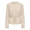 JDY Elsa langærmet on tie waist strik pullover - Oatmeal