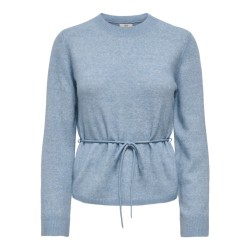 JDY Elsa langærmet on tie waist strik pullover - Windward Blue