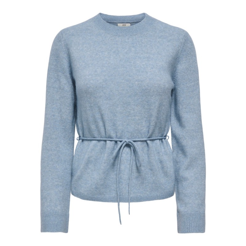 JDY Elsa langærmet on tie waist strik pullover - Windward Blue