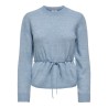 JDY Elsa langærmet on tie waist strik pullover - Windward Blue