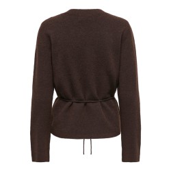 JDY Elsa langærmet on tie waist strik pullover - Coffee Bean
