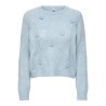 ONLY Monique flower langærmet striktrøje - Dusty Blue
