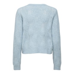 ONLY Monique flower langærmet striktrøje - Dusty Blue