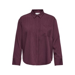 ONLY CARMAKOMA Everlyn loose langærmet stribet skjorte - Winetasting