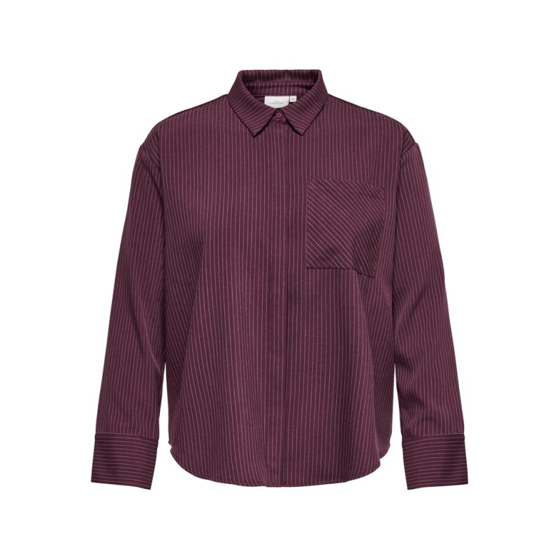 ONLY CARMAKOMA Everlyn loose langærmet stribet skjorte - Winetasting