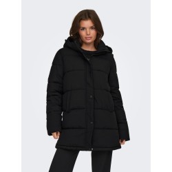 ONLY Ann premium mid-long pufferfrakke - Black